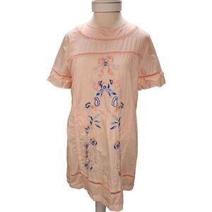 A dip of Darling Women's Dress‎ Floral Embroidered Pink Medium Delicate Feminine